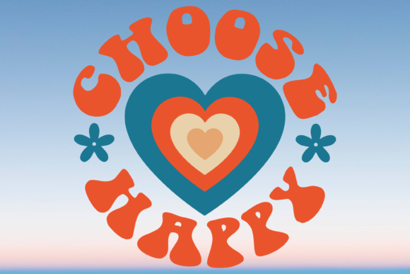 Choose Happy Hearts Boho Retro Svg Png