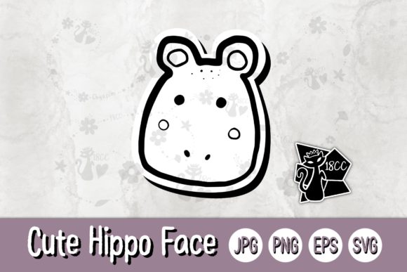 Cute Hippo Face Line Graphics for Crafts and Branding