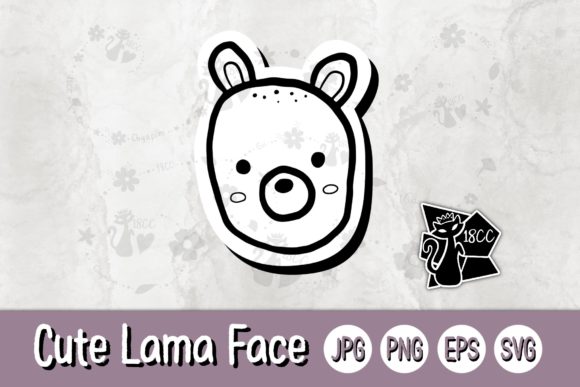 Cute Lama Face Line Graphics for Crafts