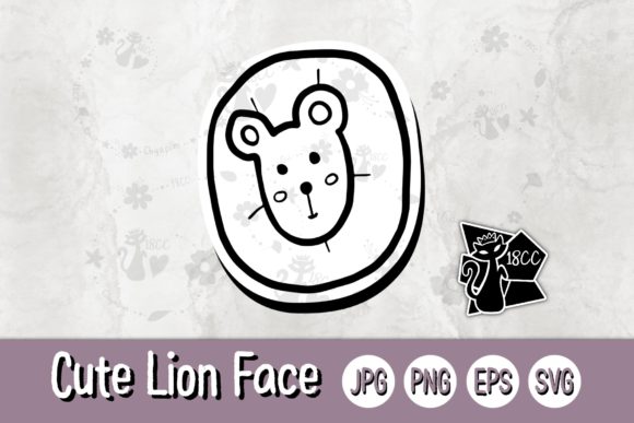 Cute Lion Face Line Graphics for Crafts & Design