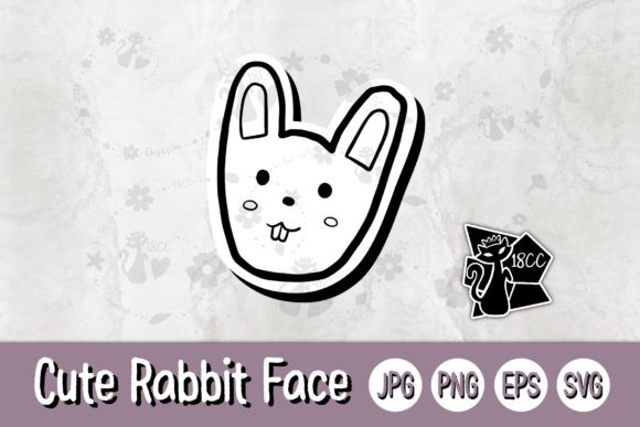 Cute Rabbit Face Line JPG PNG EPS SVG