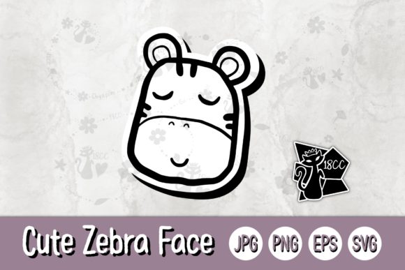 Cute Zebra Face Line Graphics for Crafts & Branding
