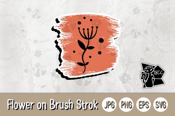 Flower on Brush Stroke SVG EPS PNG: Graphics for Crafts