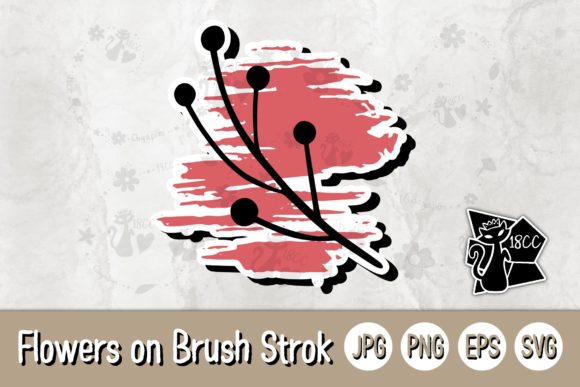 Flowers on Brush Stroke SVG EPS PNG JPG