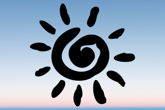 Hand Drawn Spiral Sun Summer SVG PNG
