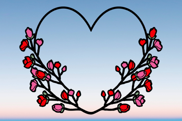 Heart Rose Wreath Graphics for Crafts