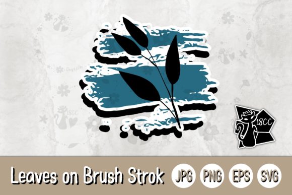 Leaves on Brush Stroke SVG for Graphics & Crafts