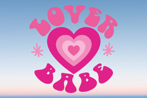 Lover Babe Retro Valentines Heart Svg for Crafts and Graphics