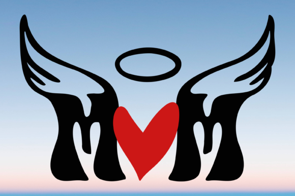 Mom Angel Wings Heart Mother's Day Svg