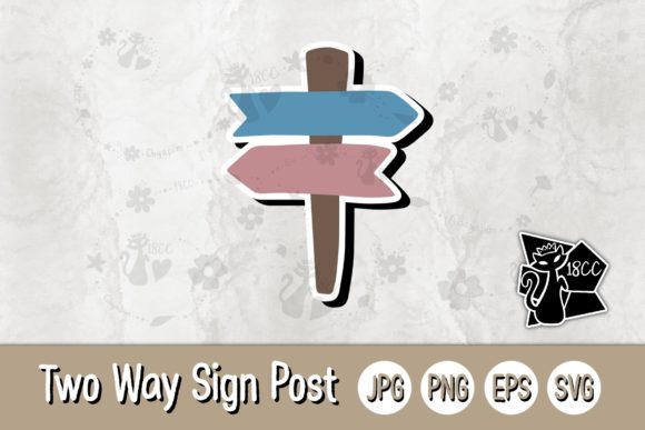 Two Way Sign Post with Color SVG PNG EPS